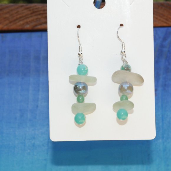 Ocean Tumbled Sea Glass Earrings - Picture 4 of 4